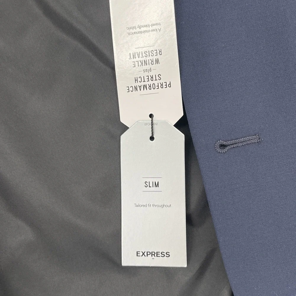 Express Blazer Mens 42R Navy  Slim Sport Coat Performance Stretch Work Travel